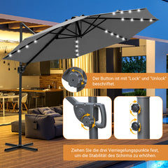 Jopassy Sonnenschirm Ampelschirm 300 x 300 cm, Rund Wasserdicht Terrassenschirm