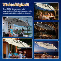 Jopassy Sonnenschirm Ampelschirm 300 x 300 cm, Rund Wasserdicht Terrassenschirm