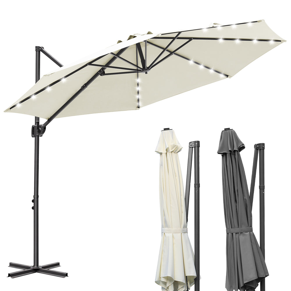 Jopassy Sonnenschirm Ampelschirm 300 x 300 cm, Rund Wasserdicht Terrassenschirm
