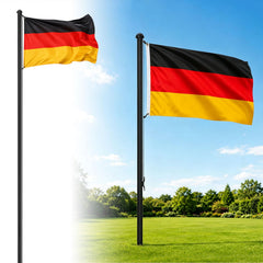 Jopassy Fahnenmast 6,5 m aus Aluminium Ø50 mm mit Deutschlandflagge und Bodenhülse
