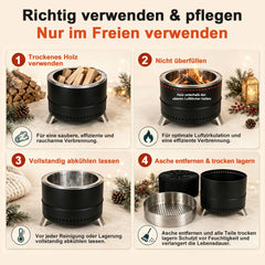Jopassy Feuerschale Edelstahl Ø50 cm raucharm und klappbar