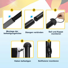 Jopassy Fahnenmast 6,5 m aus Aluminium Ø50 mm mit Deutschlandflagge und Bodenhülse