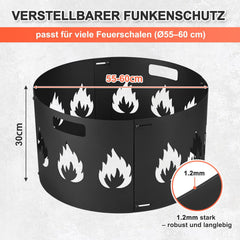 Jopassy Funkenschutz für Feuerschalen Ø 55–100 cm verstellbar aus Stahl