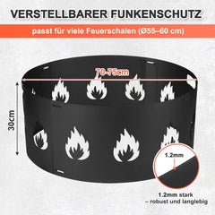 Jopassy Funkenschutz für Feuerschalen Ø 55–100 cm verstellbar aus Stahl