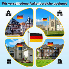 Jopassy Fahnenmast 6,5 m aus Aluminium mit Seilzug und Deutschlandflagge