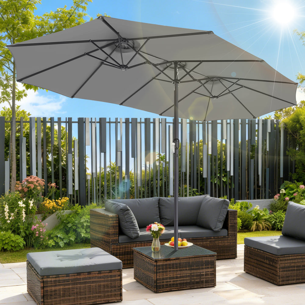 Jopassy Sonnenschirm Doppelsonnenschirm, Gartenschirm mit Kurbel, ohne Ständer