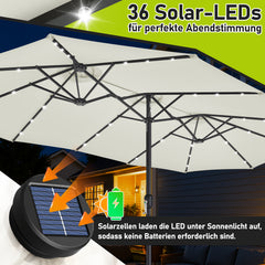 Jopassy Sonnenschirm mit Kurbel, Gartenschirm, mit LED Solar, ohne Ständer