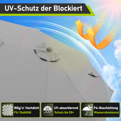 Jopassy Sonnenschirm mit Kurbel, Gartenschirm, mit LED Solar, ohne Ständer