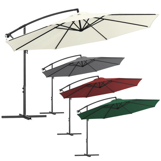 Jopassy Sonnenschirm Ø 300/350 cm, Ampelschirm mit Ständer und Kurbe