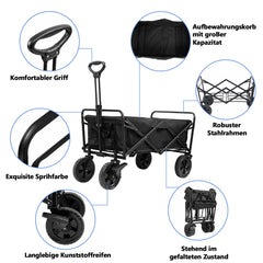 Jopassy Bollerwagen faltbar 100 x 51 x 75 cm 100 kg für Garten und Camping