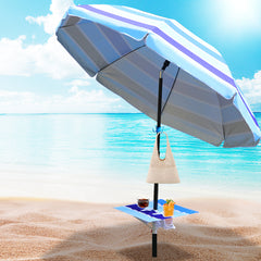 Jopassy Strandschirm Strand Ø 213cm, Sonnenschirm mit Tisch&Haken & Tragetasche, Neigungswinkel und Höhe verstellbar