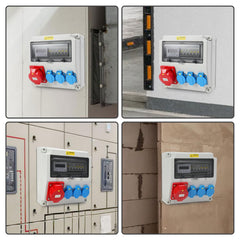 Jopassy Wandverteiler 32A mit 3-Phasen-Stromzähler, CEE 400V und 3×Schuko IP44