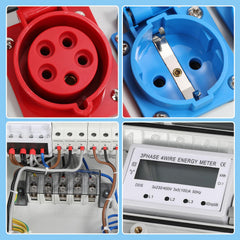 Jopassy Wandverteiler 32A mit 3-Phasen-Stromzähler, CEE 400V und 3×Schuko IP44