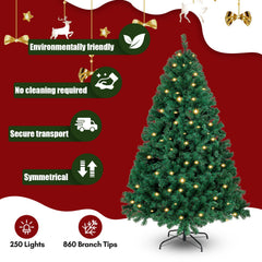 Jopassy Künstlicher Weihnachtsbaum 120/150/180/210 cm mit LED Beleuchtung und Metallständer
