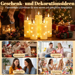 Jopassy LED Kerzen 3er/5er Set mit Lichterkette Fernbedienung und Timer