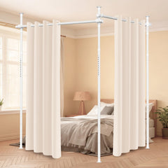 Jopassy Raumteiler Gardinenstange ohne Bohren 122–305 cm freistehend
