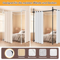 Jopassy Raumteiler Gardinenstange ohne Bohren 122–305 cm freistehend