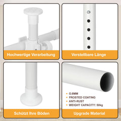 Jopassy Raumteiler Gardinenstange ohne Bohren 122–305 cm freistehend