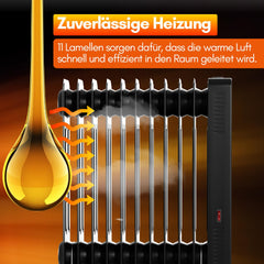 Jopassy Ölradiator 2500W mit 11 Rippen WLAN App Fernbedienung und Thermostat