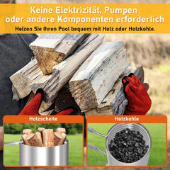 Brennholz Poolheizung Edelstahl