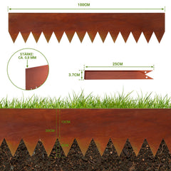 Jopassy Metall Rasenkante 20 cm mit Dornen, Beeteinfassung für Garten