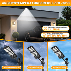Jopassy Solar Straßenleuchte 200–1000W mit Bewegungsmelder Fernbedienung und Akkuanzeige IP65