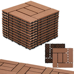 Jopassy WPC Terrassenfliesen 30x30 cm, Klickfliesen in Holzoptik, wasserfest