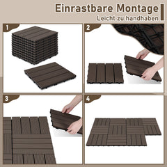 Jopassy WPC Terrassenfliesen 30x30 cm, Klickfliesen für Balkon, 1–5 m²