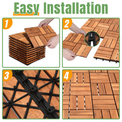 Jopassy Holzfliesen 30x30 cm, Terrassenfliesen für Balkon, 1–5 m²