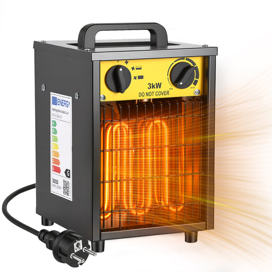 Jopassy Heizlüfter 2000/3000W Bauheizer mit Thermostat Kippschutz für 30 m²
