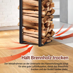 Jopassy Kaminholzregal 100/160 × 25 × 25 cm für Wand und Boden mit Tragetasche
