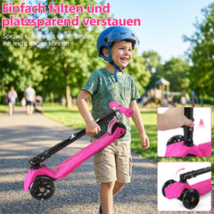 Jopassy Kinderroller mit LED Rädern klappbar 65-82 cm höhenverstellbar