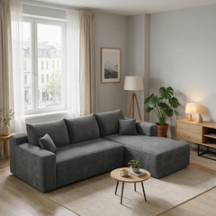 Jopassy Ecksofa mit Chaiselongue 241 x 151 x 58 cm, 2-Sitzer Sofa ohne Montage