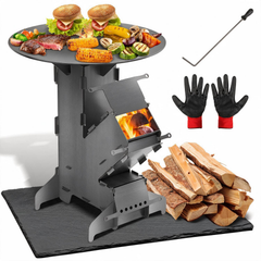 Jopassy Raketenofen 34x57 cm mit Grillplatte Outdoor BBQ