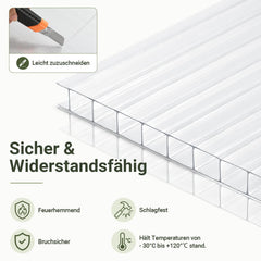 Jopassy Polycarbonat Hohlkammerplatten 8 mm 5 Stück ca. 3,66 m² für Gewächshaus