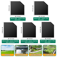 Jopassy Teichfolie HDPE 0,2/0,5 mm Schwarz für Teichbau Garten und Wasserbecken