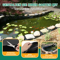 Jopassy Teichfolie HDPE 0,2/0,5 mm Schwarz für Teichbau Garten und Wasserbecken