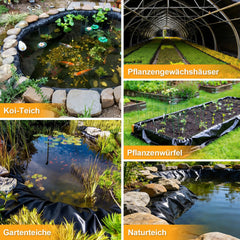 Jopassy Teichfolie HDPE 0,2/0,5 mm Schwarz für Teichbau Garten und Wasserbecken