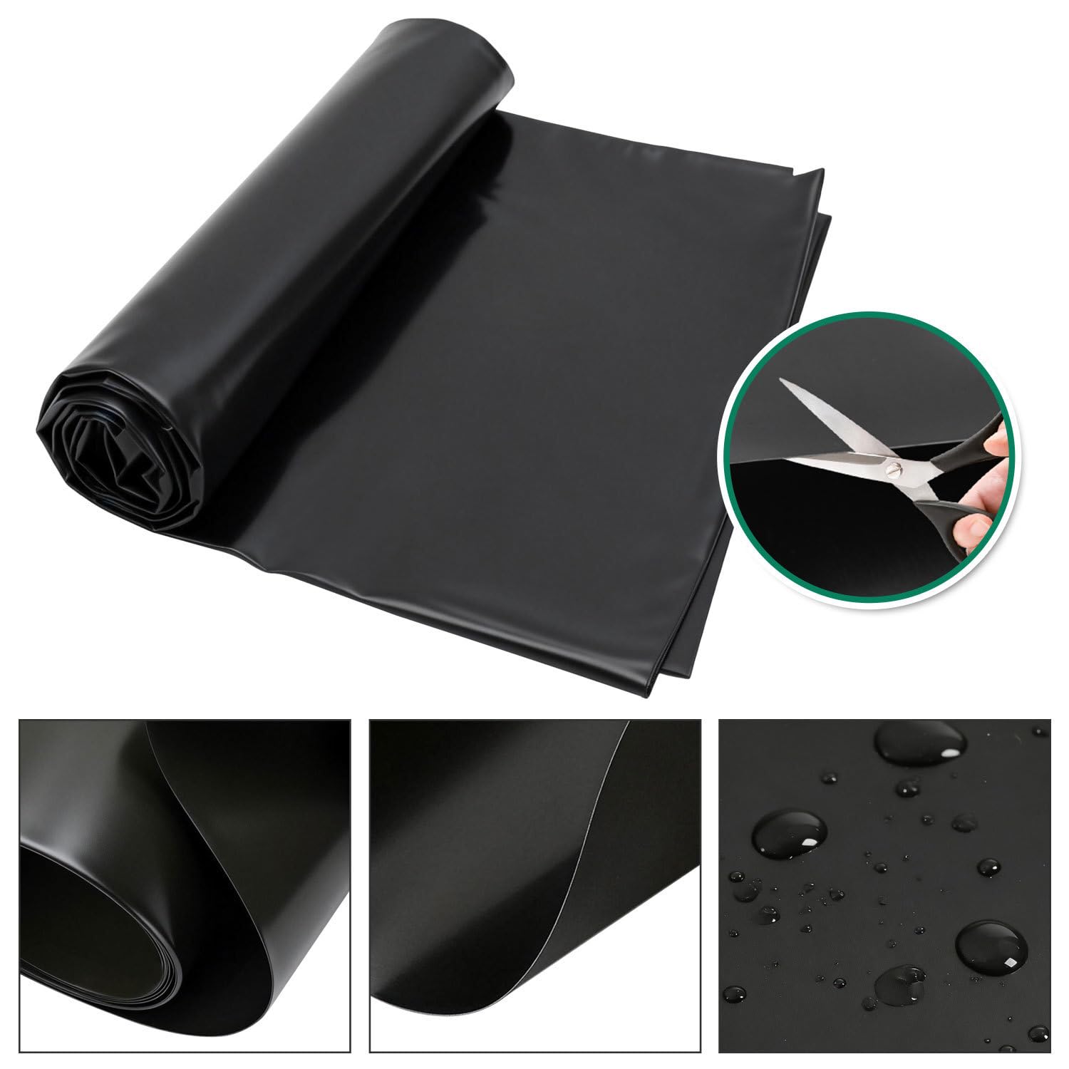 Jopassy Teichfolie HDPE 0,2/0,5 mm Schwarz für Teichbau Garten und Wasserbecken