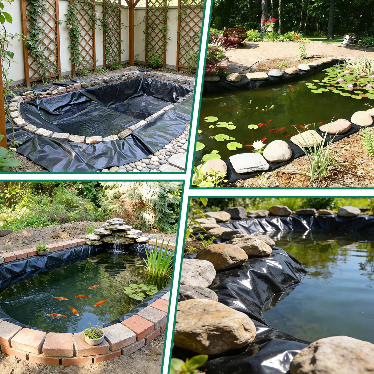 Jopassy Teichfolie HDPE 0,2/0,5 mm Schwarz für Teichbau Garten und Wasserbecken