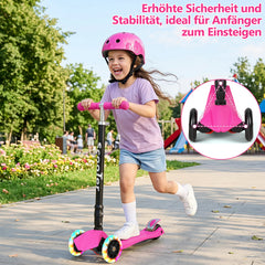 Jopassy Kinderroller mit LED Rädern klappbar 65-82 cm höhenverstellbar
