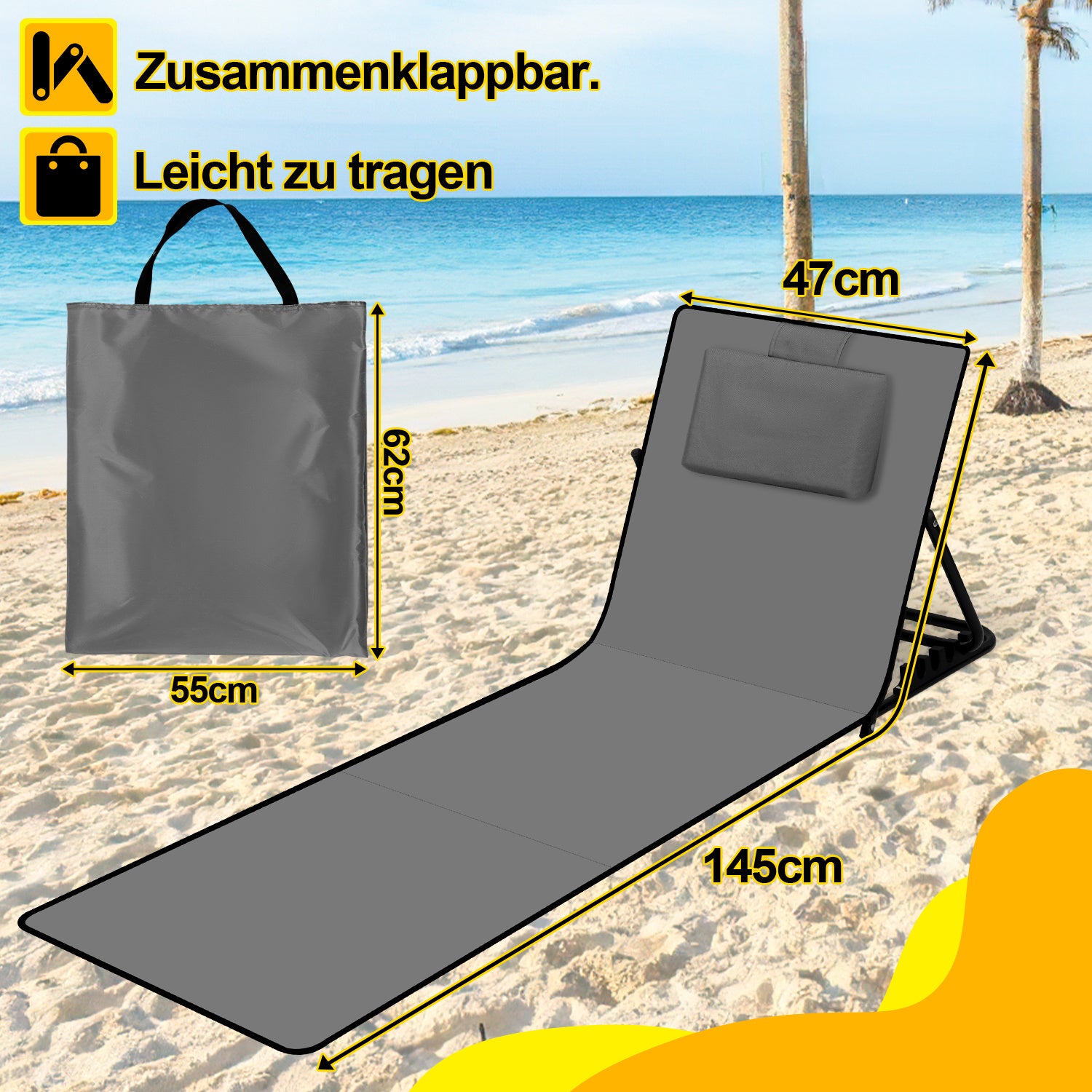 Jopassy Klappbare Strandliege mit verstellbarer Rückenlehne