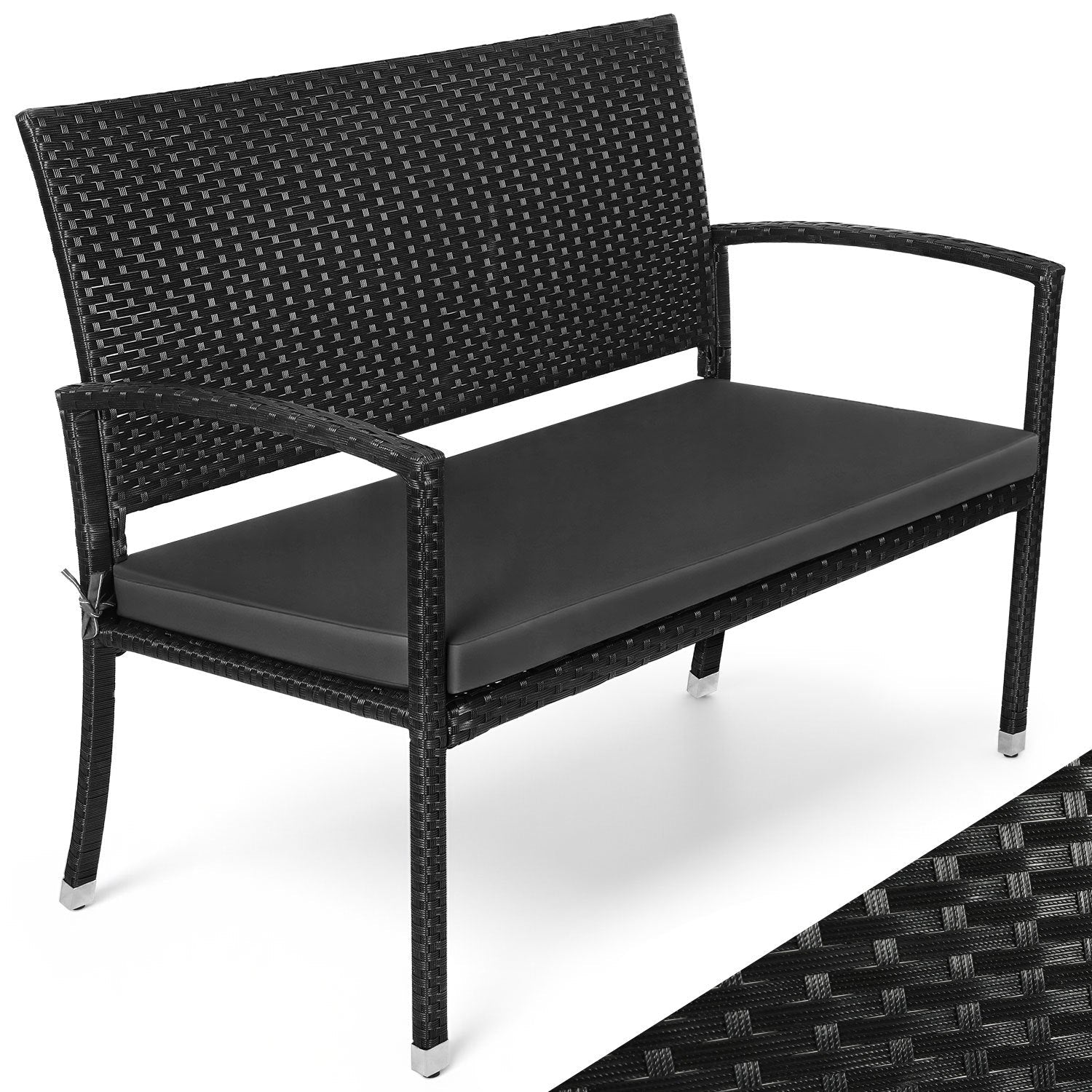 Jopassy Gartenbank Polyrattan 112 x 58 x 90 cm 2-Sitzer bis 227 kg
