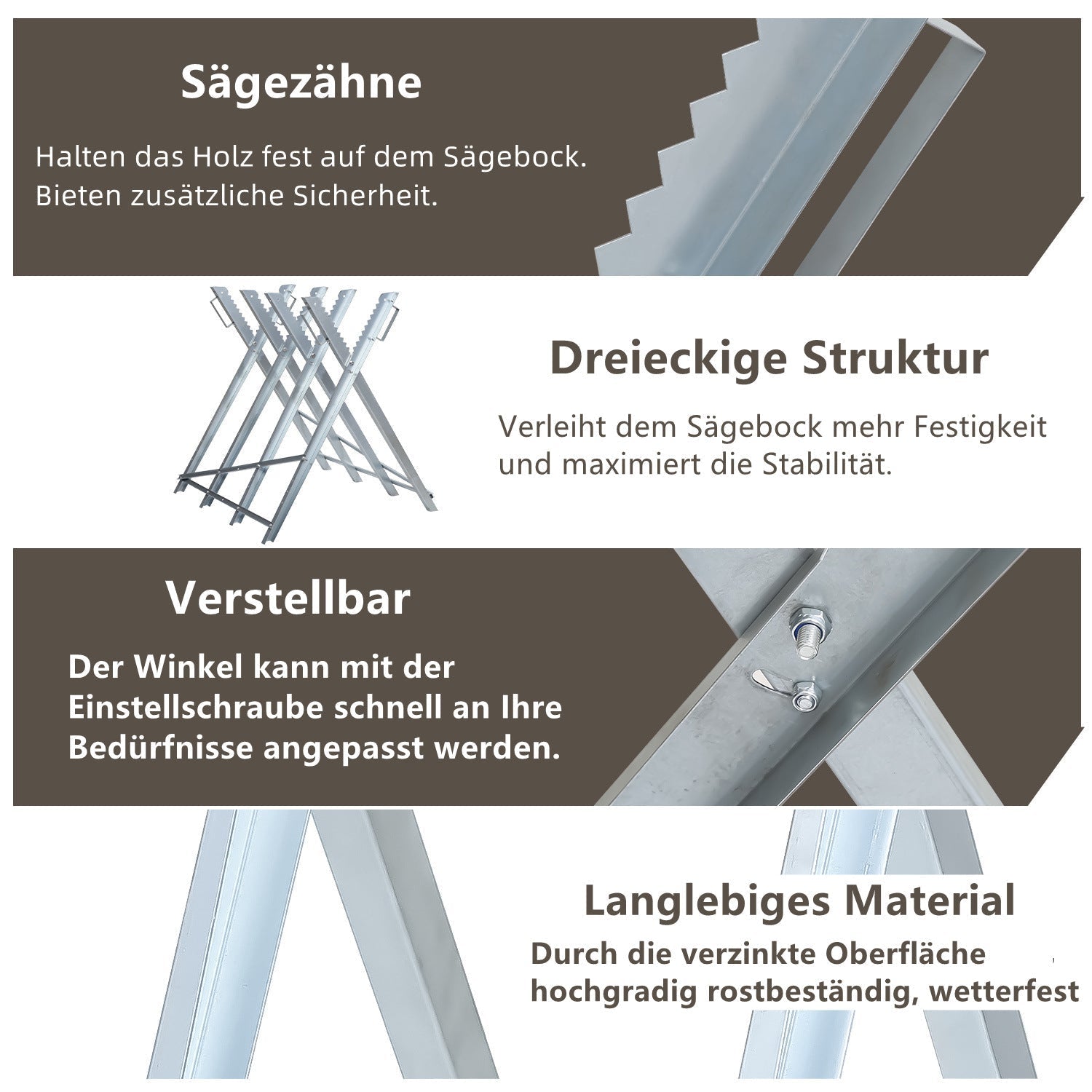 Jopassy Sägebock klappbar 81x80x80 cm 150 kg verzinkt für Kettensäge