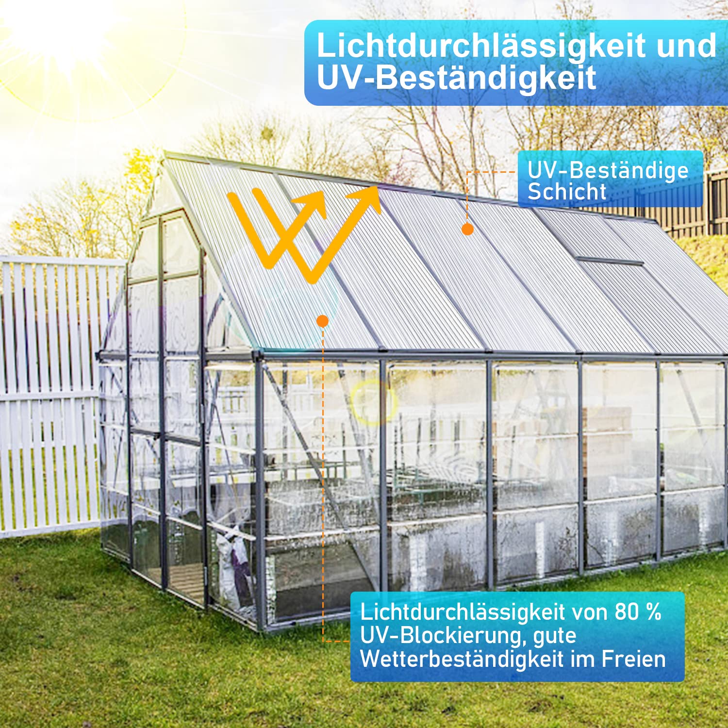 Jopassy 14 Stück Polycarbonatplatten 4 mm 10,25 m² für Gewächshaus