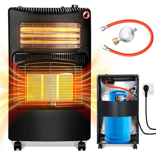 Jopassy Gasheizer 4200W mit 1260W Elektroheizung 3 Heizstufen für Propan und Butan