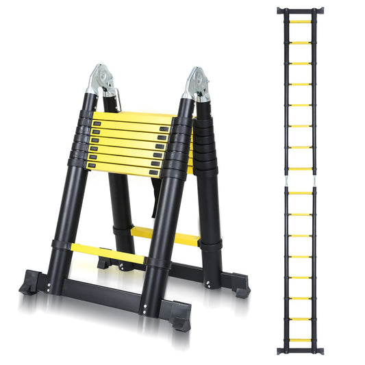 Jopassy Teleskopleiter 3,8 m Aluminium klappbar 1,9 x 1,9 m bis 150 kg