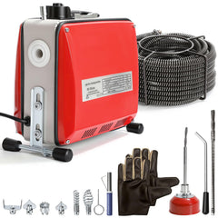 Jopassy Rohrreinigungsmaschine 500W mit 25 m Spiralen und 6 Schneidköpfen für 20–120 mm Rohre
