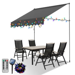 Jopassy Klemmmarkise mit Handkurbel und Solar LED für Balkon und Terrasse
