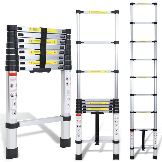 Jopassy Teleskopleiter Aluminium 2,6–5 m bis 150 kg für Haus und Garten
